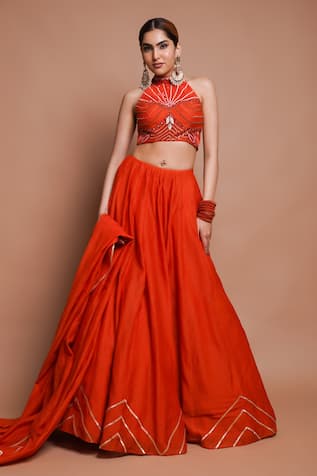 Ahi Clothing Synodic Chevron Wave Embellished Lehenga Set 