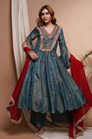 Ahi Clothing Floret Motif Embroidered Anarkali Palazzo set 