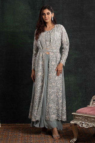 Shikha and Srishti Design Embroidered Jacket Pant Set 