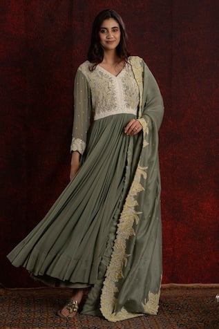 Shikha and Srishti Design Beads Embroidered Anarkali With Dupatta 