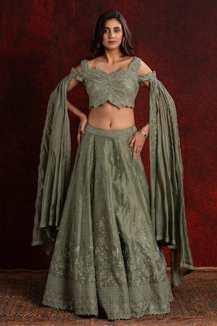 Shikha and Srishti Design Embroidered Blouse & Lehenga Set 