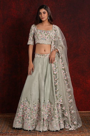 Shikha and Srishti Design Embroidered Blouse Lehenga Set 