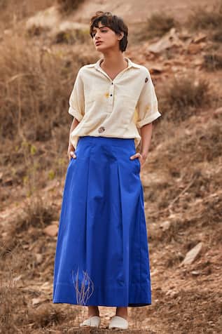 Kharakapas Tez Neela Cotton Skirt 