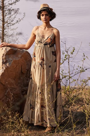 Kharakapas Safar Abstract Bird Print Dress 