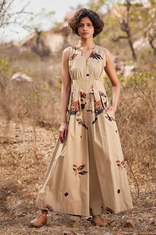 Kharakapas Mithi Bird Print Jumpsuit 