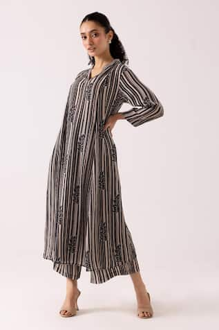 Label Shreya Sharma Stripe Patterned Straight Kurta With Pant 