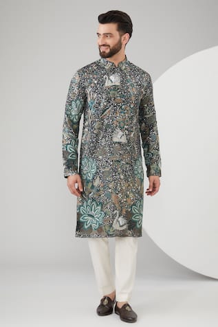Floral & Sequins Work Kurta 
