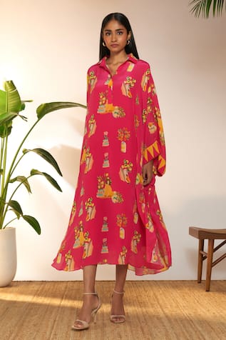 Masaba Tangy Tango Print Collared Kaftan 