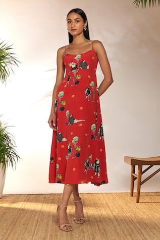 Masaba Tropicool Print Backless Dress 