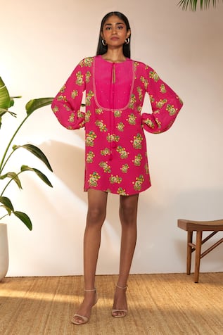 Masaba Lemon Frenzy Print Mini Dress 