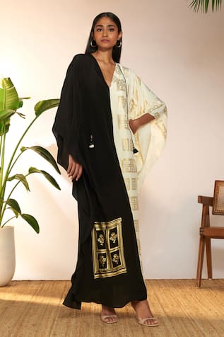 Masaba Half & Half Open Door Foil Print Kaftan 