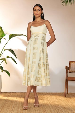 Masaba Open Door Foil Print Backless Dress 