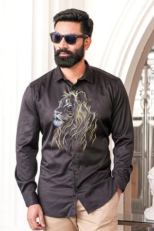 Avalipt Fierce Lion Handpainted Shirt 