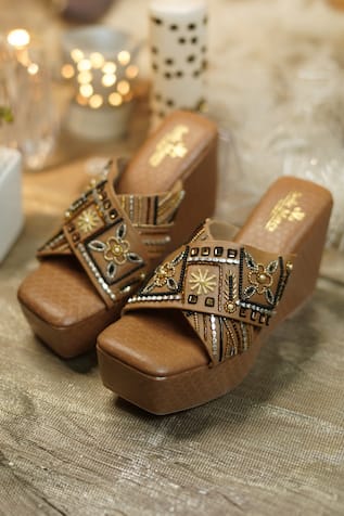 Heer Embellished Strap Wedges 