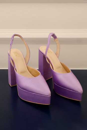 Tiesta Purple Pointed Toe Block Heels 