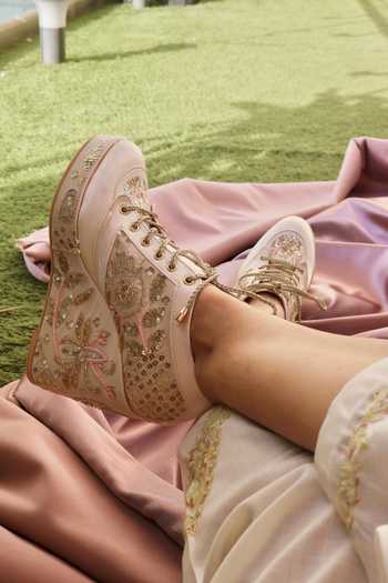 Tiesta Masaba Embroidered Sneaker Platform Wedges 