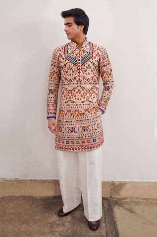 Mayyur Girotra Couture Floral & Paisley Print Kurta & Pant Set 