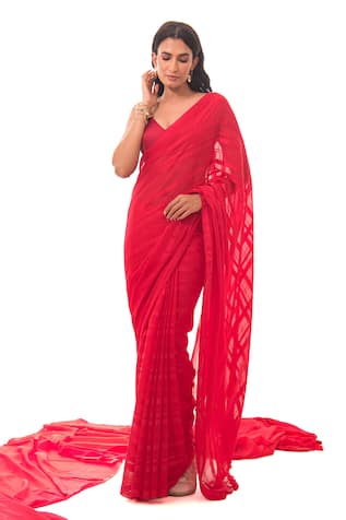 Sacred Weaves Handloom Saree With Stripe Pattern 