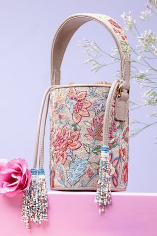 Statice Embroidered Bucket Bag 