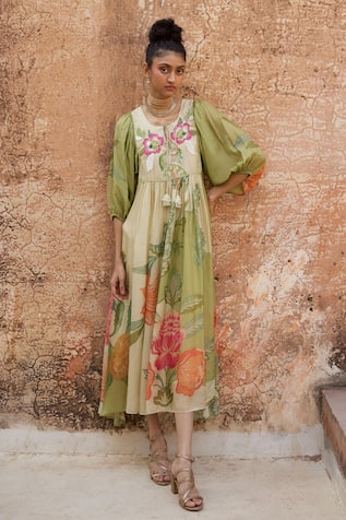 Paulmi and Harsh Printed & Embroidered Dress 