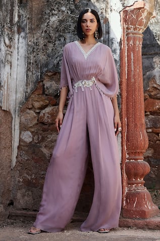 Seema Thukral Shea Embroidered Draped Jumpsuit 