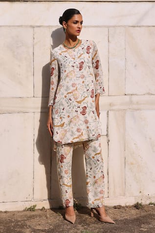 Seema Thukral Driti Floral Print Tasseled Kurta & Pant Set 