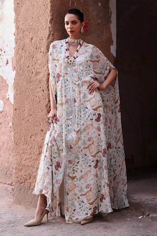 Seema Thukral Amara Draped Embroidered Kaftan 