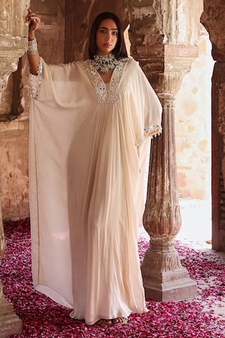 Seema Thukral Vidhi Neckline Embroidered Draped Kaftan 