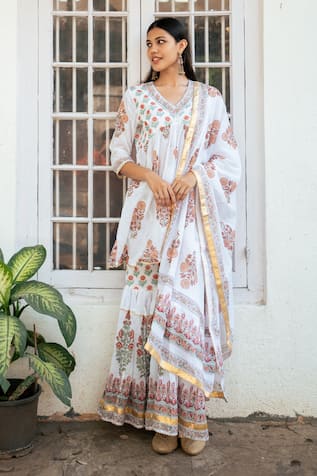 Maison Shefali Bahar Print Short Kurta Sharara Set 