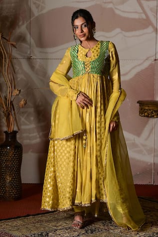 Farha Syed Hand Embroidered Jacket Anarkali Set 