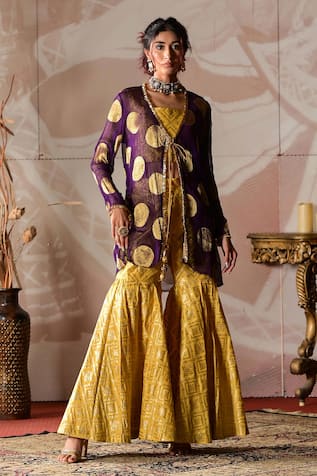 Farha Syed Embroidered Jacket Sharara Set 