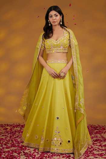 House Of Supriya Mirror Embroidered Blouse Lehenga Set 