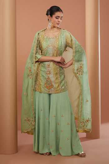 House Of Supriya Honeycomb Phool Zardozi Embroidered Kurta Sharara Set 
