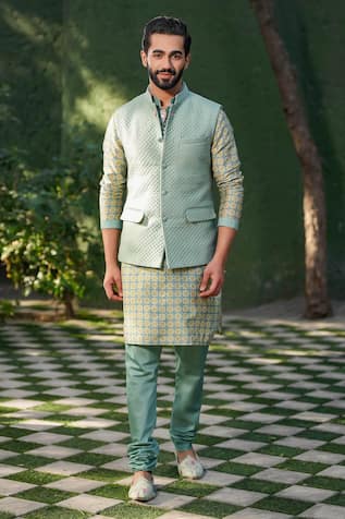 Label Niti Bothra Silk Chanderi Quilted Bundi Kurta Set 