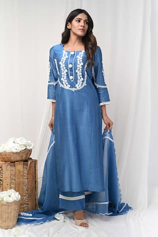 Gulabik Jaipur Florin Lace Embellished Kurta Pant Set 