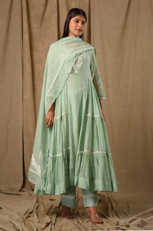 Gulabik Jaipur Bahar Bloom Lace Embellished Anarkali Set 