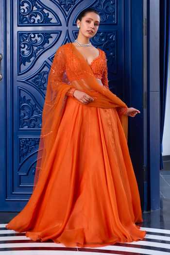 Label Sanya Gulati Waistband Embroidered Lehenga Blouse Set 