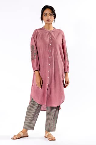 Pants and Pajamas Embroidered Sleeves Kurta & Pant Set 