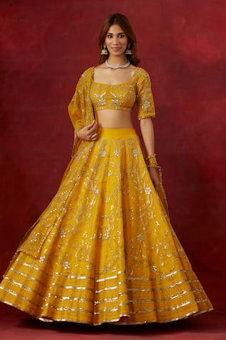 Ikshita Choudhary Floral Vine Embroidered Lehenga Set 