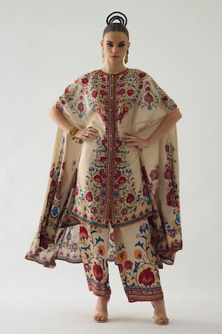 Caprice Phool Print High Low Cape 