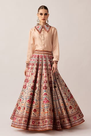 Leela Flower Print Skirt & Shirt Set 