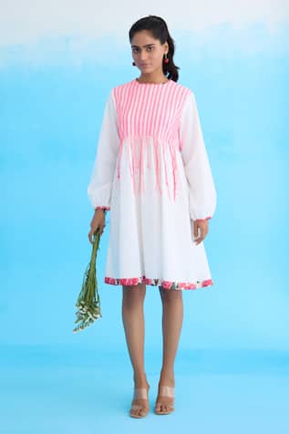 Nikasha Candy Striped Pintuck Shift Dress 