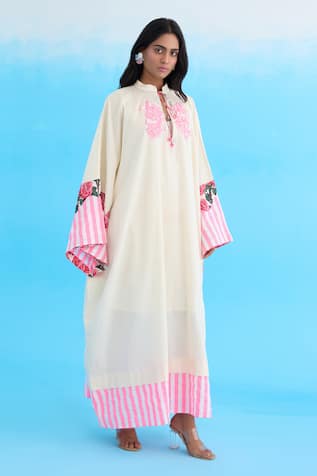 Nikasha Crouching Applique Embroidered Kaftan Dress 