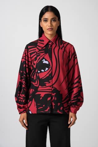 Pocketful Of Cherrie Ruby Romance Balloon Sleeve Shirt 