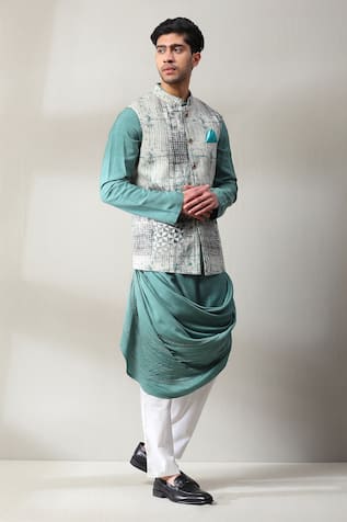 Soniya G Geometric Print Bundi & Kurta Set 