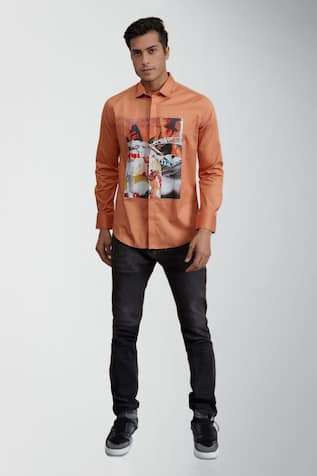 HeSpoke Cotton Melange Print Shirt 