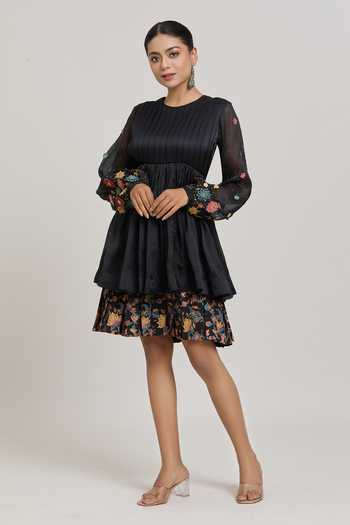 Shreeka 3D Bloom Embroidered Tiered Dress 