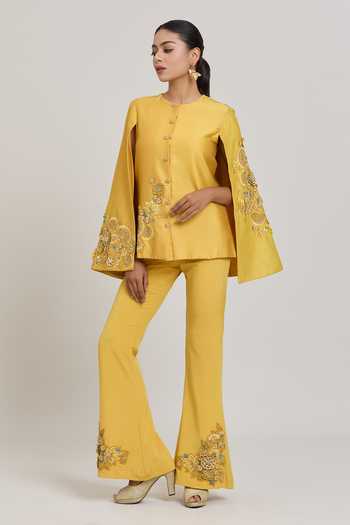 Shreeka 3D Embellished Floral Bunch Cape Jacket Set 