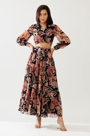 KoAi Floral Print Layered Skirt 