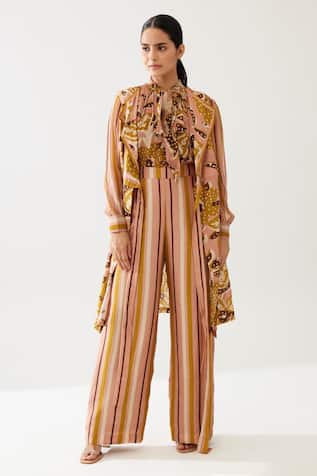 Koai Floral Print Bow Tie-Up Top 